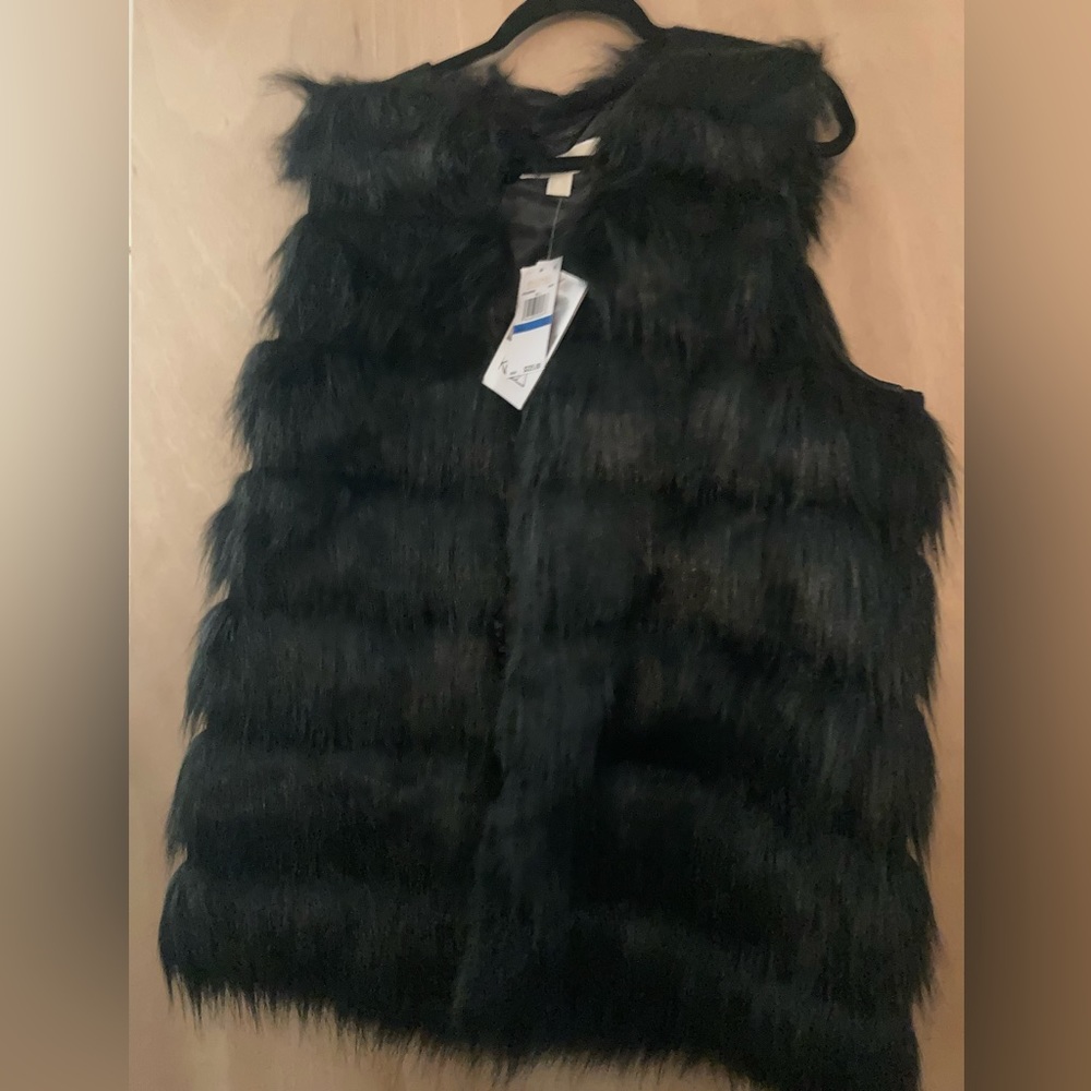 Michael Kors Black Faux Fur Vest.